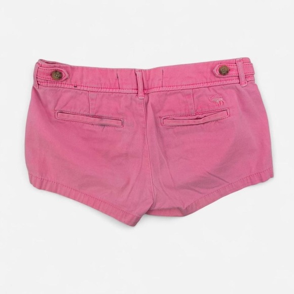 Y2K Abercrombie & Fitch Low Rise Pink Mini Shorts With Moose Logo - Picture 2 of 5